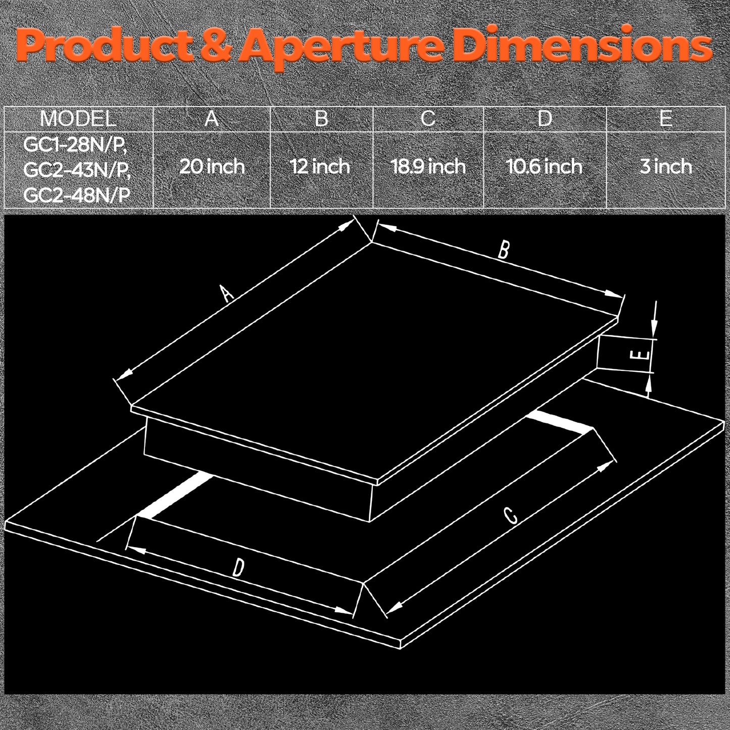 Ramblewood 2 burner gas cooktop(Natural Gas), GC2-48N, ETL Safety Certified