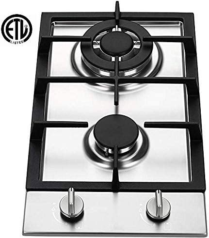 Ramblewood GC2-37P (LPG/Propane Gas) high efficiency 2 burner gas cooktop, ETL Safety Certified.
